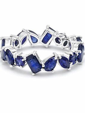 Sapphire Eternity 14K (18K Custom) White Gold Band Ring